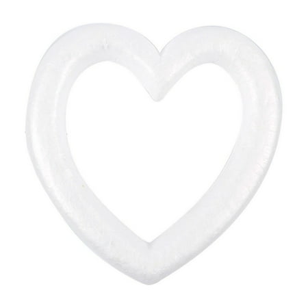 Heart Shaped Foam Wreath White DIY Supplies for Craft Projects and Wedding Decorations Extruded Heart Foam Wreath 9.84 x 1.89 x 9.84 Inches Open Heart Shaped 4-Pack Polystyrene Foam Wreath